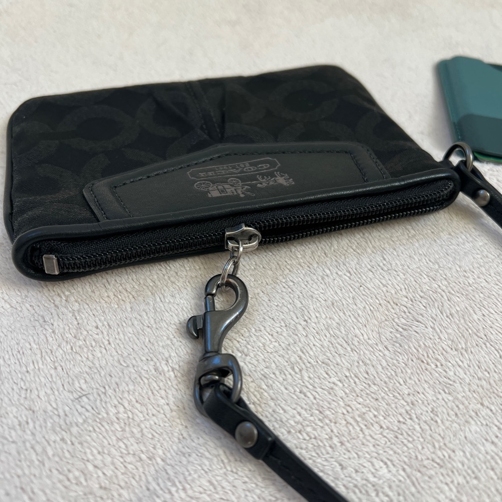Coach Black Signature Jacquard Wristlet | Leather Trim - Picture 10 of 10